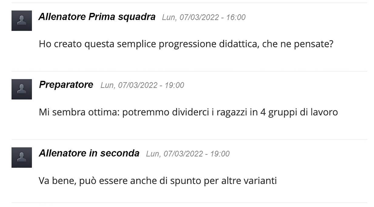 Annotazioni staff YouCoachApp Annotazioni staff YouCoachApp