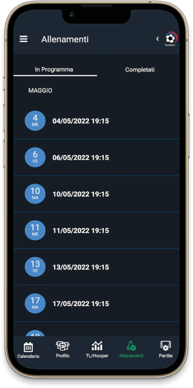 Elenco programma allenamenti YouCoachApp Elenco programma allenamenti YouCoachApp
