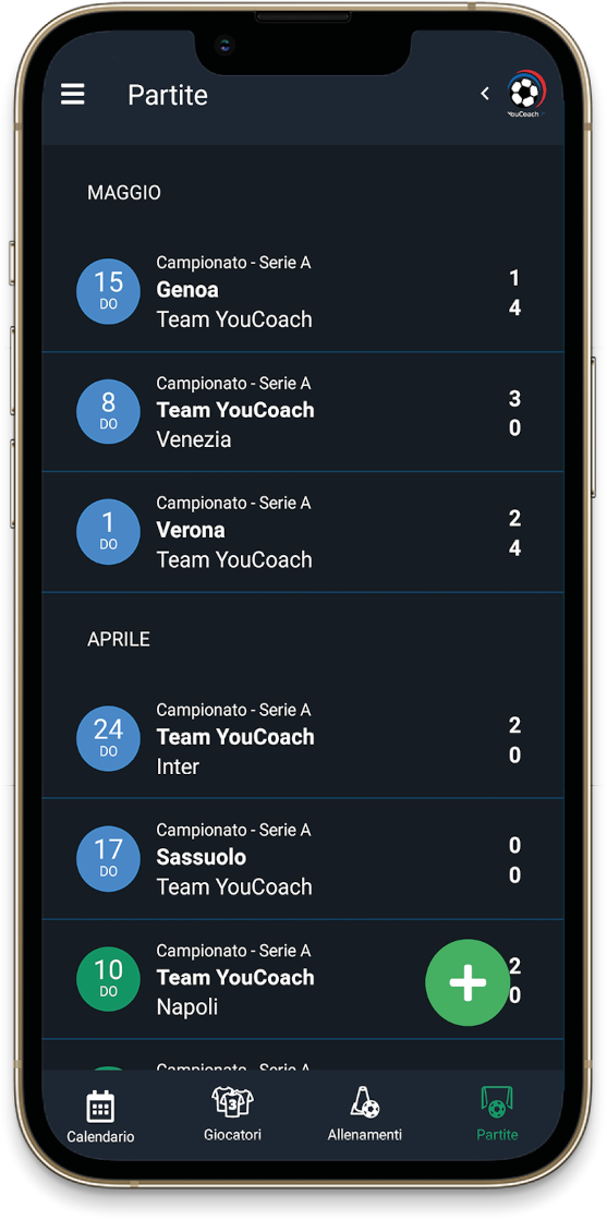 Elenco partite YouCoachApp calcio Elenco partite YouCoachApp calcio