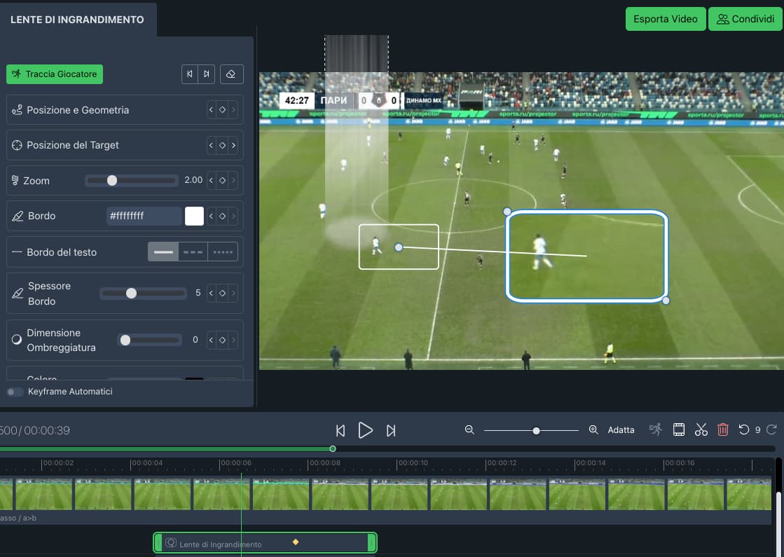 YouCoachApp Video Analysis: con la lente di ingrandimento puoi evidenziare dettagli chiave YouCoachApp Video Analysis: con la lente di ingrandimento puoi evidenziare dettagli chiave