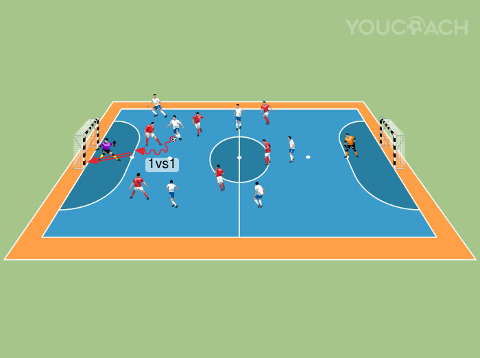Jogo para estímulo do 1 contra 1 e defesa