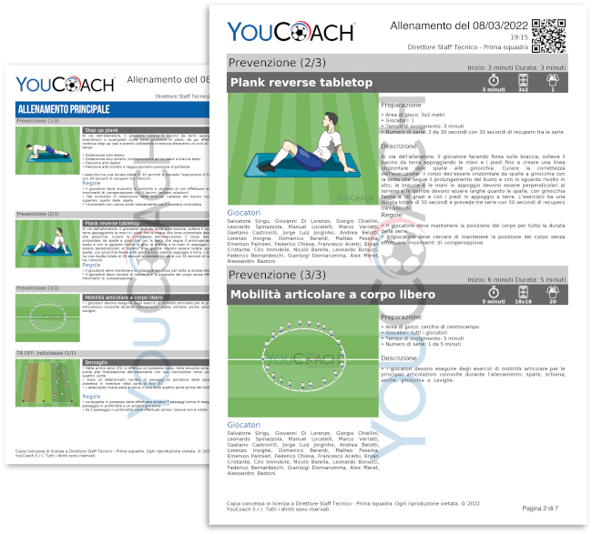 Stampa allenamento con YouCoachApp Stampa allenamento con YouCoachApp